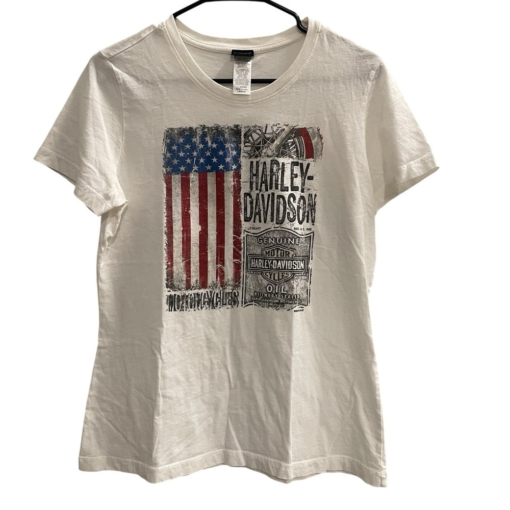 Harley-Davidson White and Red Graphic Tee